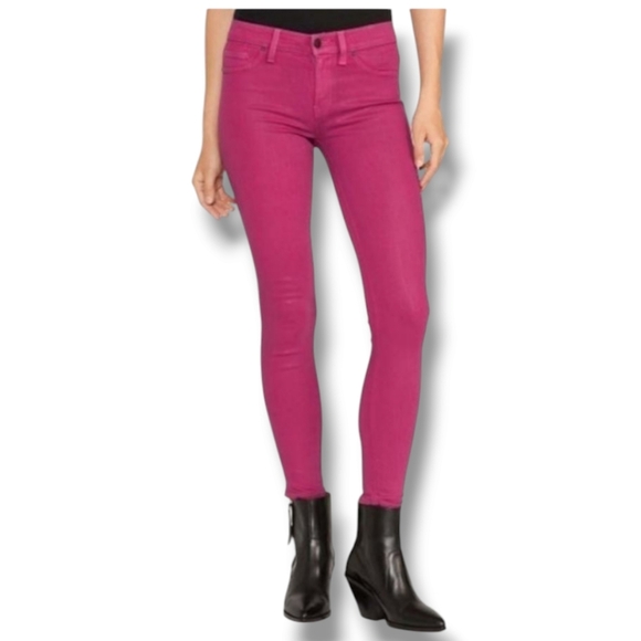 NWT Hudson Nico Super Skinny Coated Jeans in Magenta Size 24  $195 - Picture 1 of 9